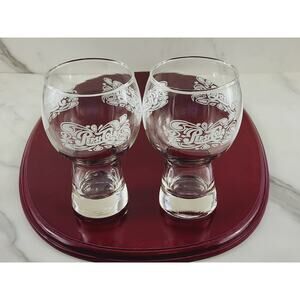 Pepsi Cola Clear Tumbler Glass 16oz Bell Shaped White Logo 6" Pedestal 70's x2